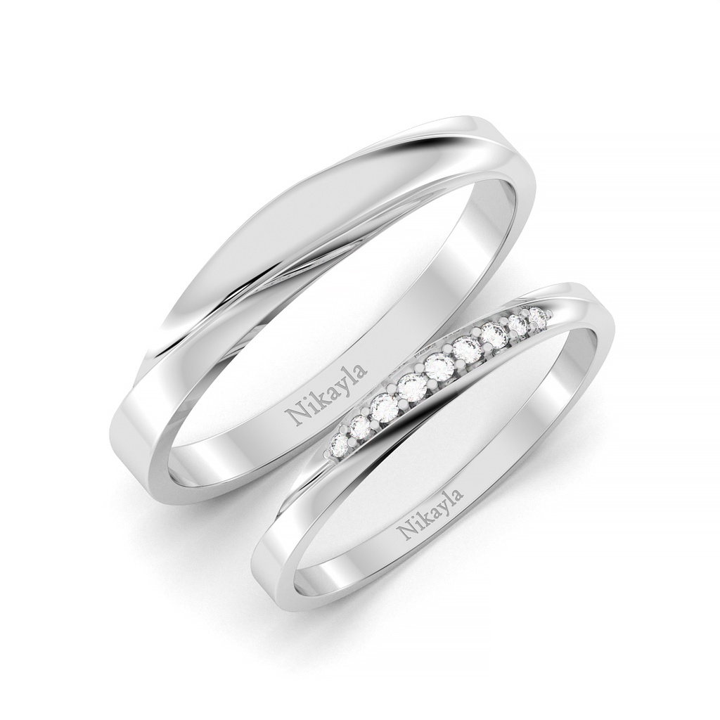 Nikayla Jewery - Cincin Couple Palladium 1.5K Murni Elegan
