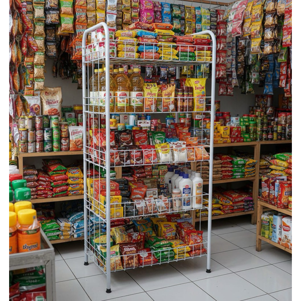 Rak Chiki Jumbo 5 Susun Serbaguna – Rak Display Snack / Jajanan Toko Minimarket