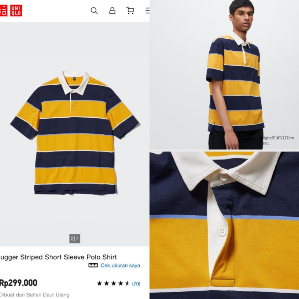 POLO Shirt uniqlo rugger striped short sleeve