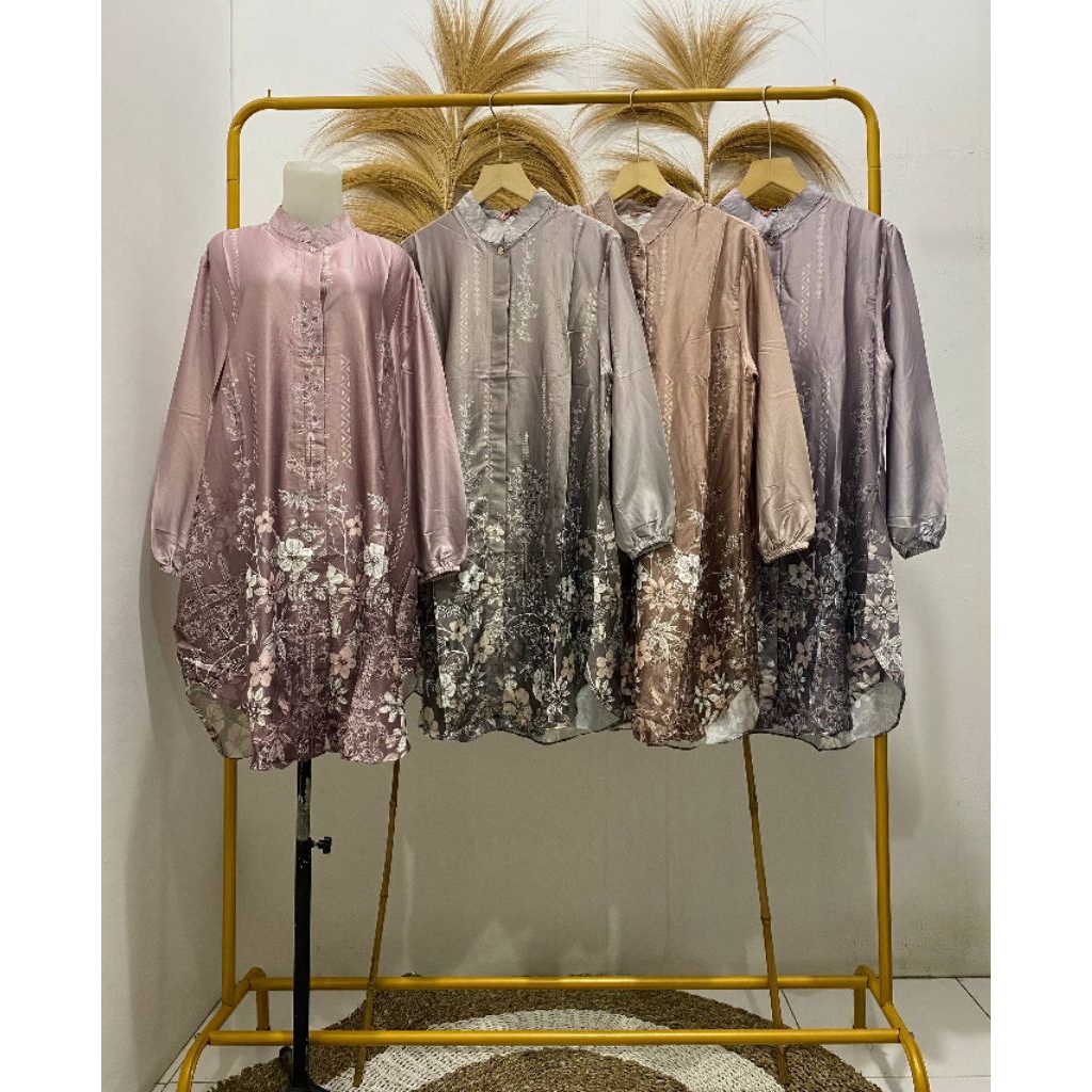 Tunik Satin Motif Premium/Tunik Terbaru/Tunik Motif /Tunik kekinian Kode 3971