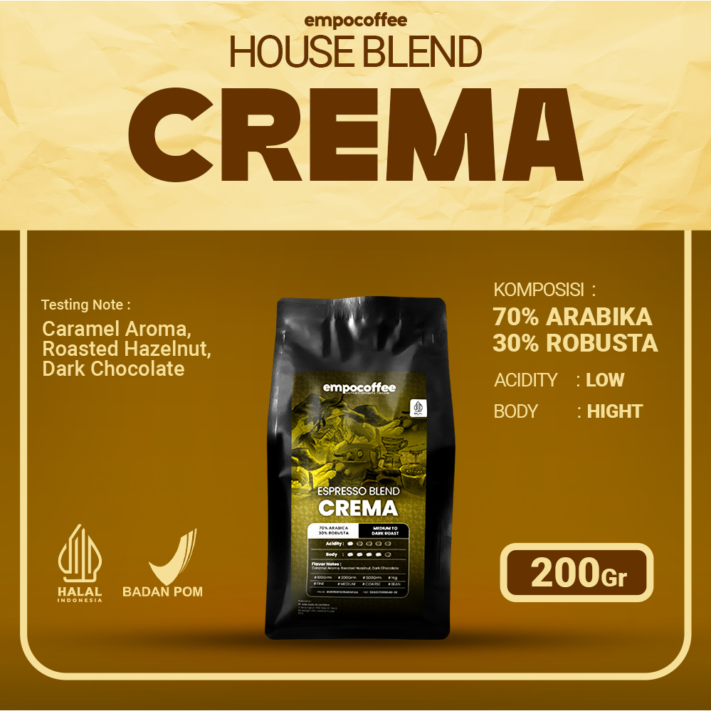 Empo Coffee Biji Kopi Bubuk Crema Espresso House Blend Coffee Bean 70 Arabika 30 Robusta Coffe Minum