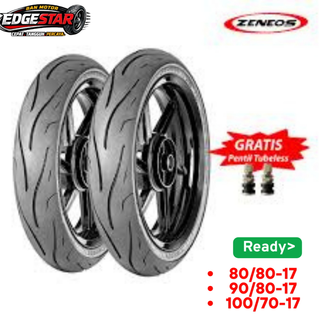 BAN ZENEOS RING 17 80/80 90/80 100/70 ZN62 SATUAN/SEPASANG BAN TUBELES MOTOR BEBEK