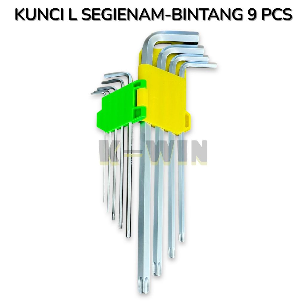 Kunci L Panjang Kombinasi segienam bintang Hex Key 9 pcs Chrome Vanadium japan Setara Tekiro / kunci