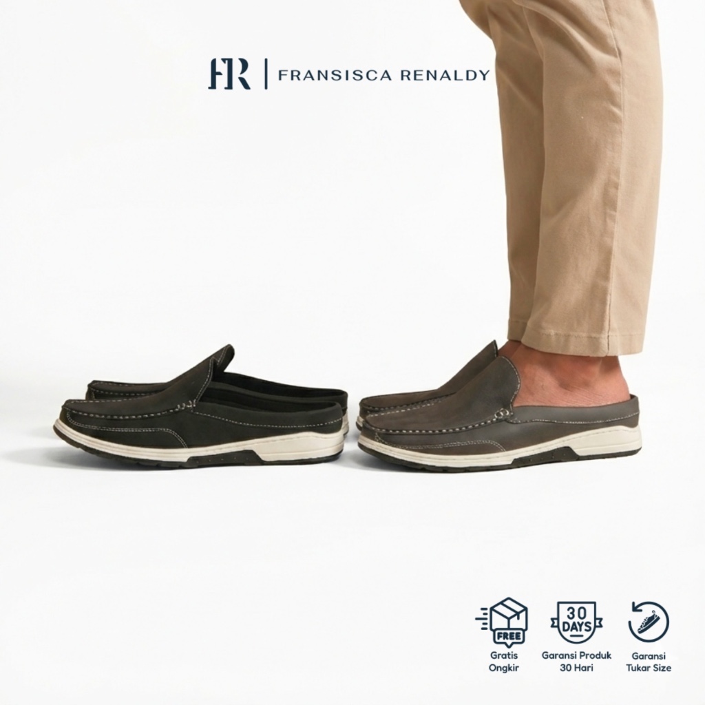 Sepatu Bustong Slip On Loafers Pria Nyaman Anti Slip M.Onyx 01 - Fransisca Renaldy
