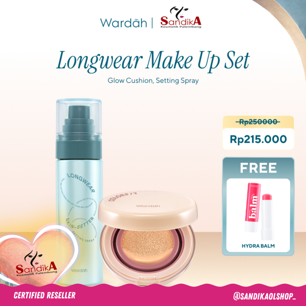 RAMADAN SALE Wardah Longwear Makeup Set | Glow Cushion + Longwear Setting Spray FREE Wardah Hydrabal