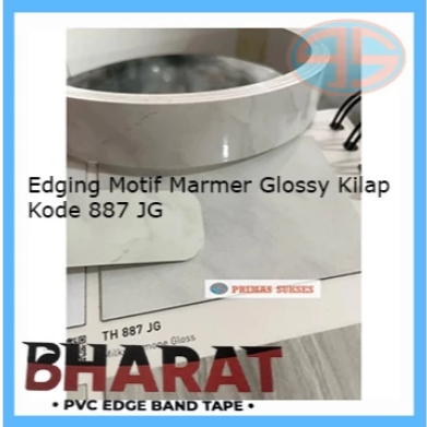 BHARAT Edging Putih MARMER GRANITE 887JG GLOSSY Hpl pelapis pinggir meja