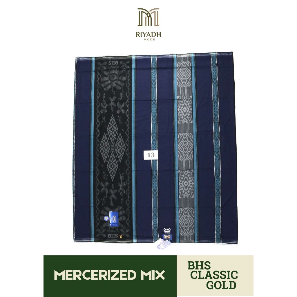 Sarung Original BHS Classic Gold Motif Jacquard Dobby Songket Bahan Mercerized