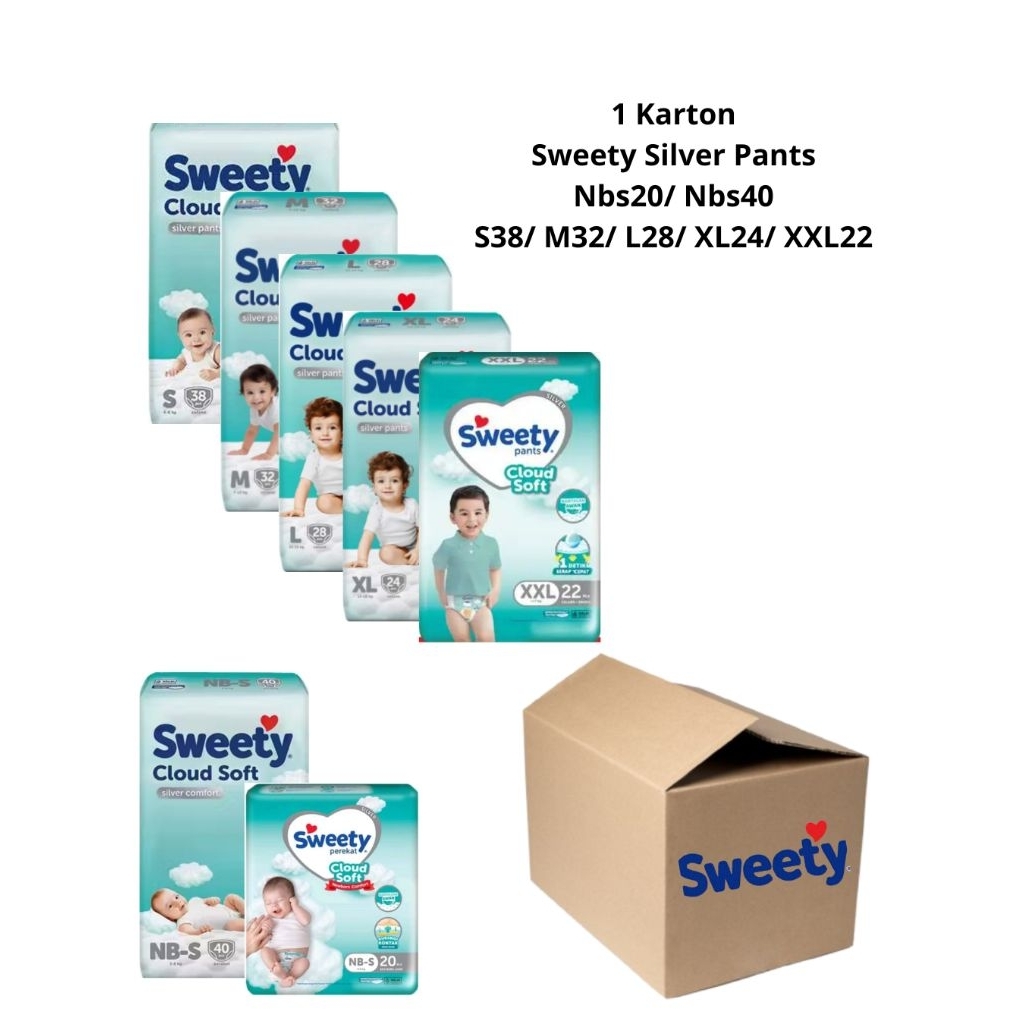 1 KARTON SWEETY SILVER STANDAR NBS20Tape/NBS40Tape/L28/XXL22