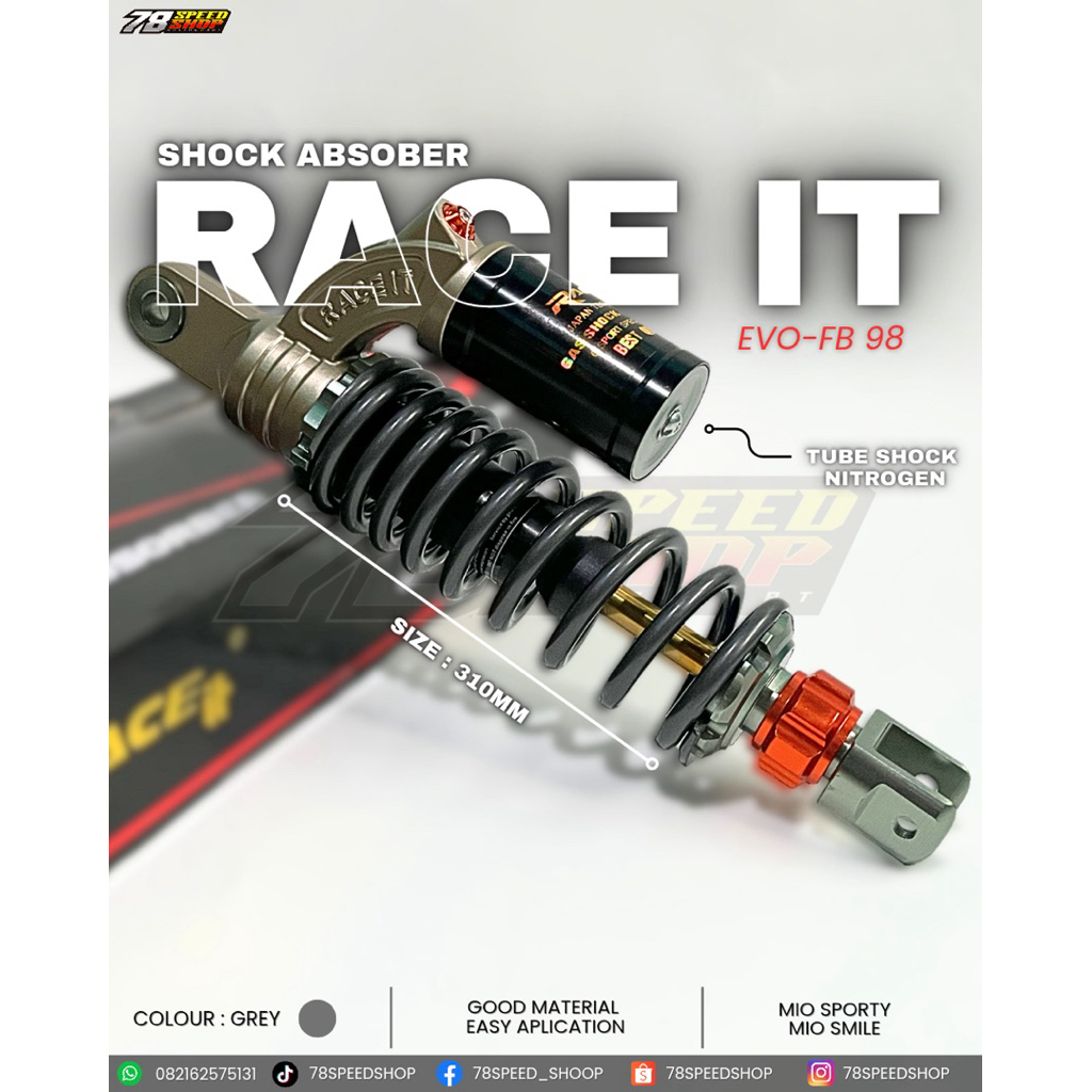 Shock Absorber Shock Breaker Belakang R*ce it Mio Sporty Mio Atas Shock R*Ace It Evo 98 Shock Mio Sp