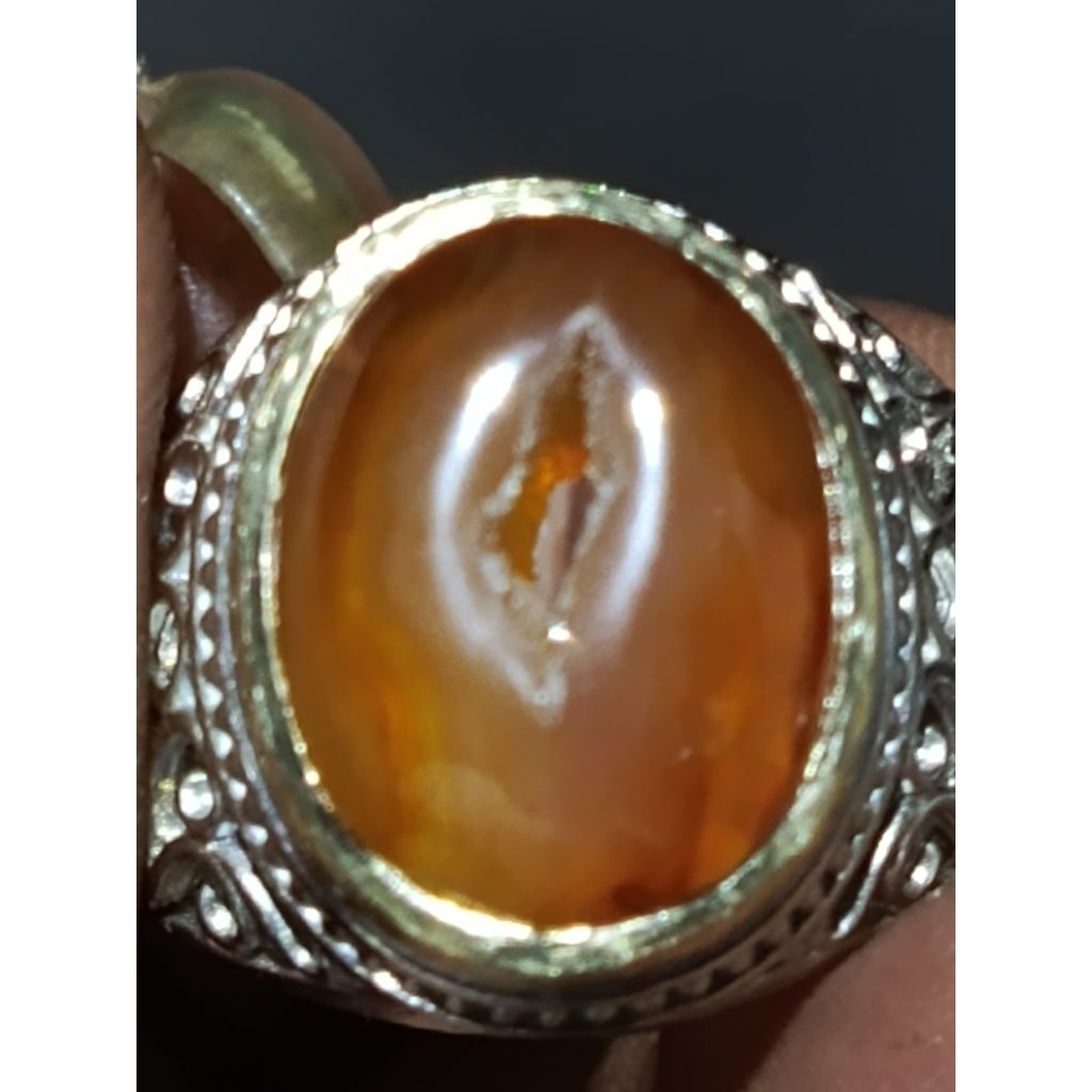 batu asli alam sulaeman combong kuning mas super mewah ikat alpaka krum no 9 mirip perak halus