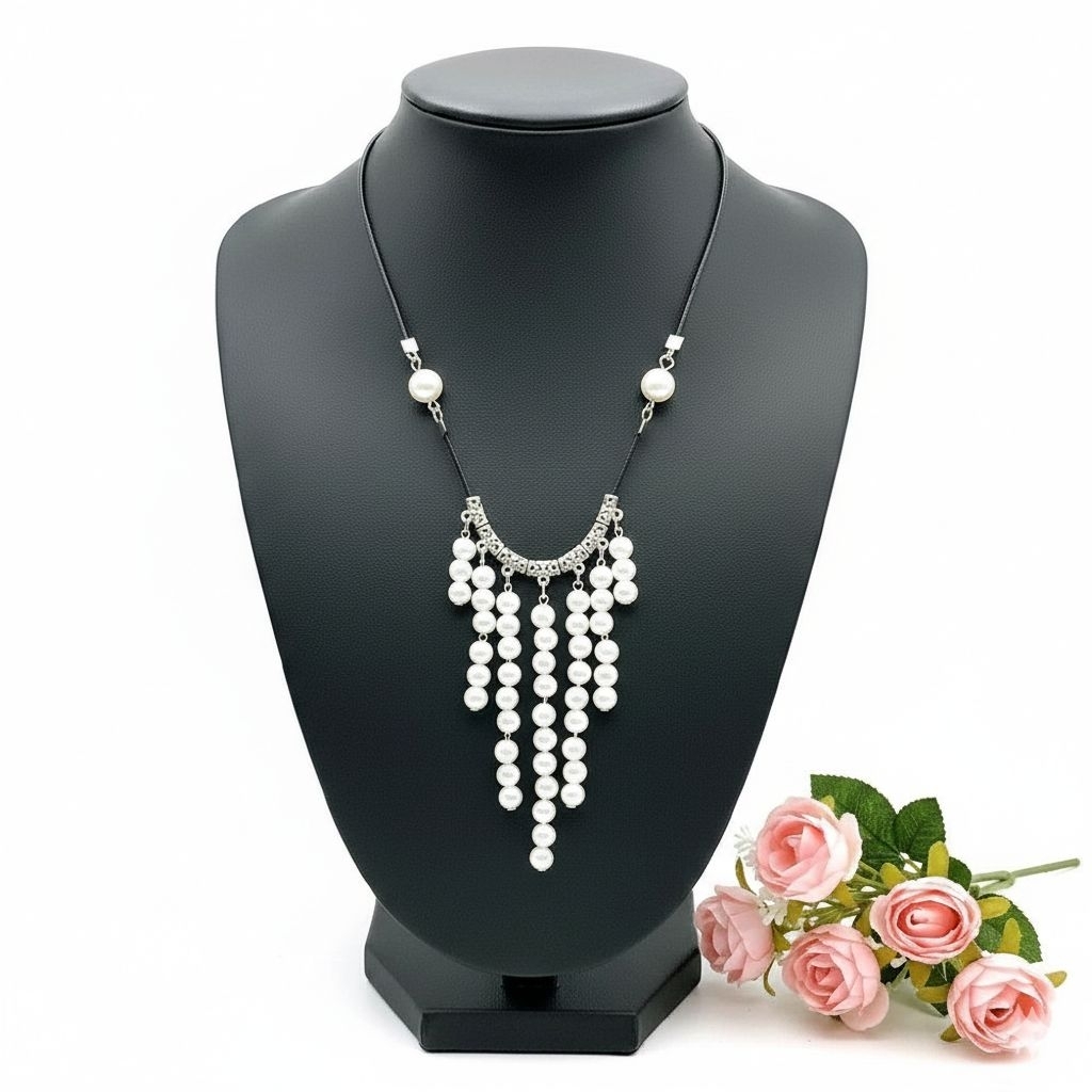 kalung panjang mutiara putih cantik elegan kalung mewah