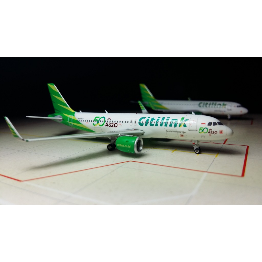Diecast Pesawat - Citilink - Airbus A320-251N - 50th A320 for Citilink - rego PK-GTF Phoenix skala 1