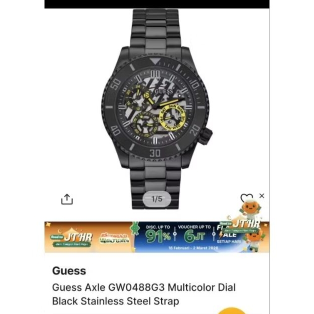 Jam Tangan Pria GUESS Axle GW0488G3 Multicolor Dial Black Stainless Steel Strap ASLI ORIGINAL GUESS