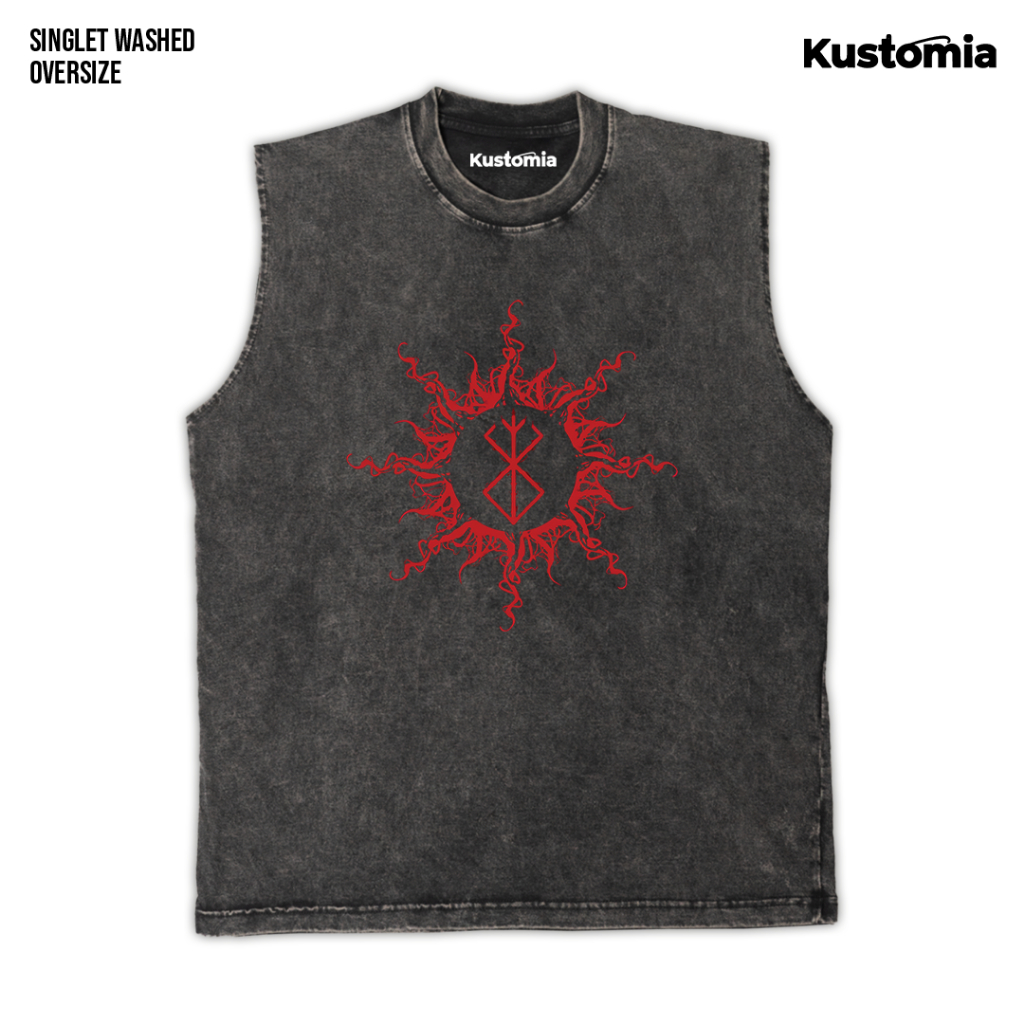 KUSTOMIA Singlet BERSERK Sleeveless Oversize Slimfit Washed Shirt | BERSERK-2
