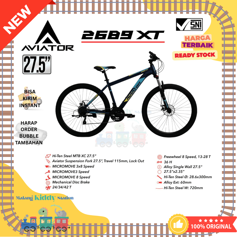 Sepeda Gunung MTB 27.5 3x8 Speed Aviator 2689 XT