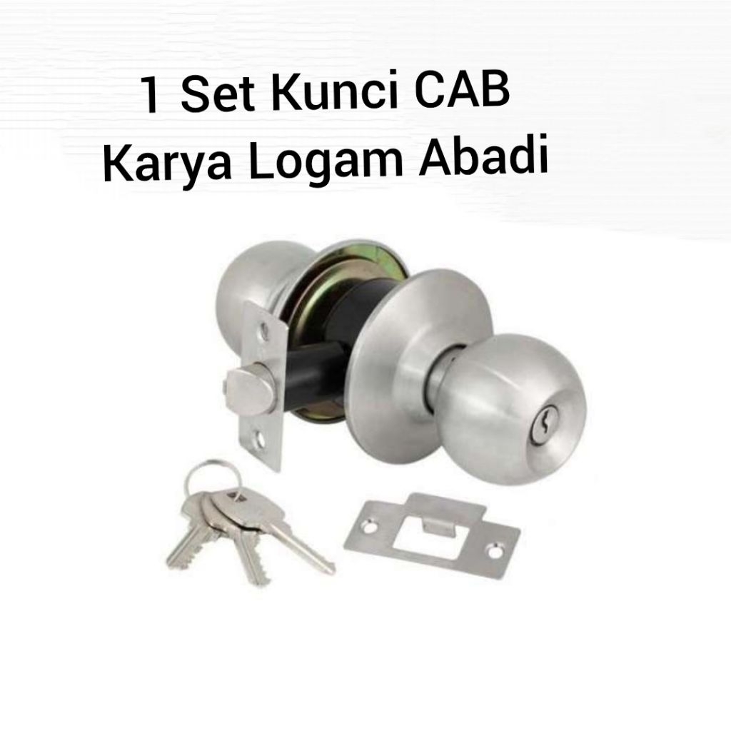 Kunci Kamar mandi bulat 1set - Gagang pintu kamar Stainless 1set - Cylindrical lock