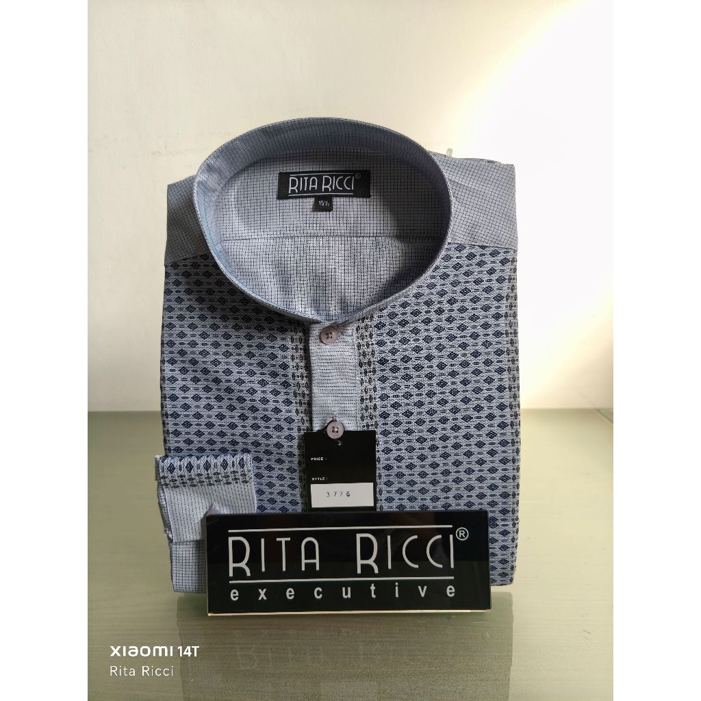Kemeja Pria Rita Ricci Koko Reguler warna Abu lengan panjang dan pendek artikel K3726
