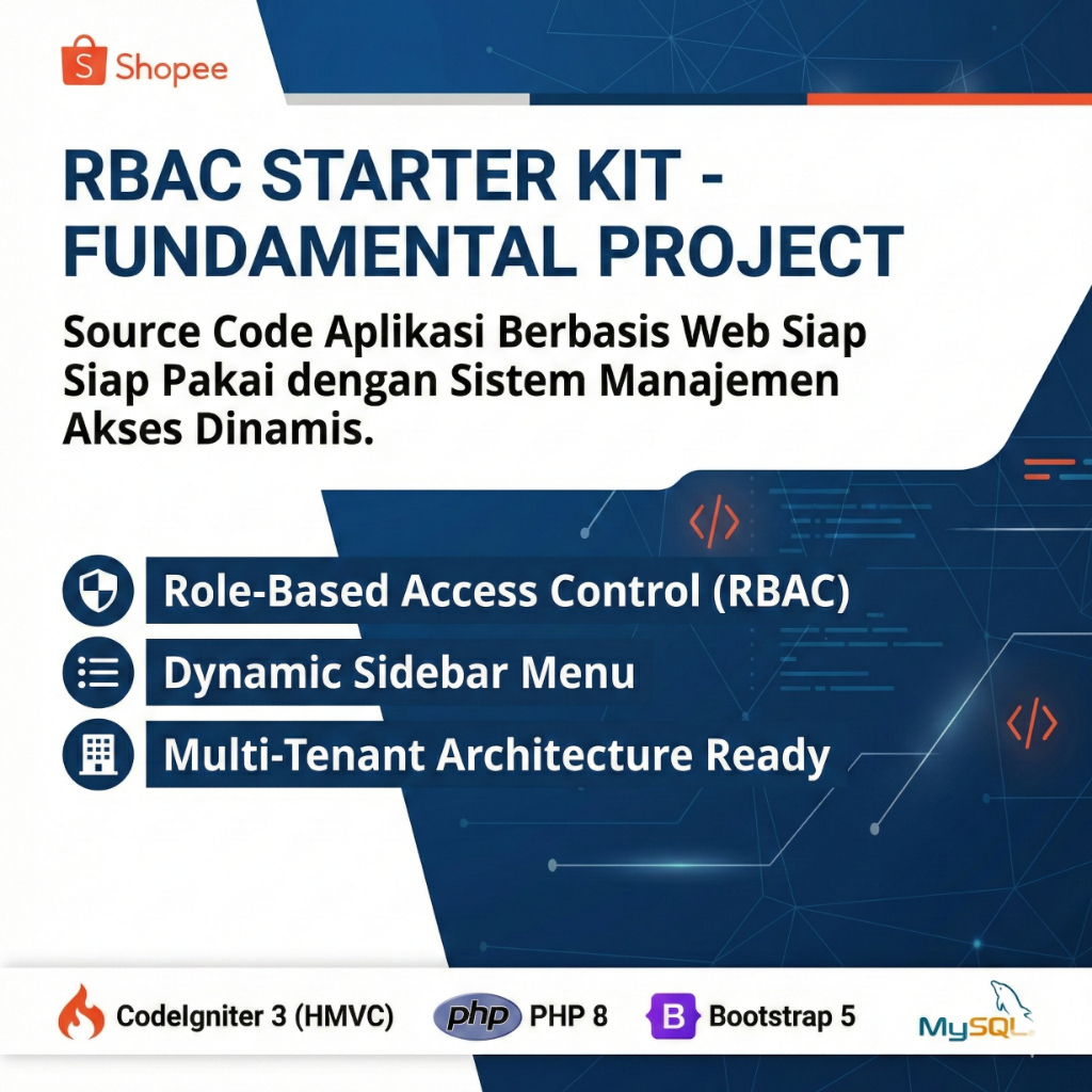 Source Code RBAC CodeIgniter 3 + Login Register + Multi Role + HMVC Siap Pakai [DIKIRIM VIA EMAIL]