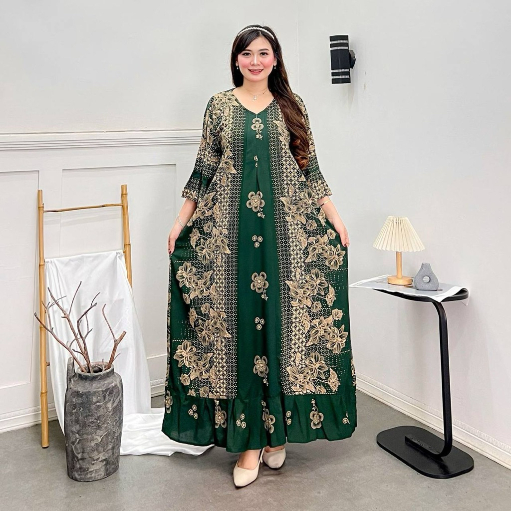 DRESS JUMBO MOTIF BUNGA WANITA LD 130 CM GAMIS FASHION DASTER BUSUI GAMIS RAYON PREMIUM OVERSIZE
