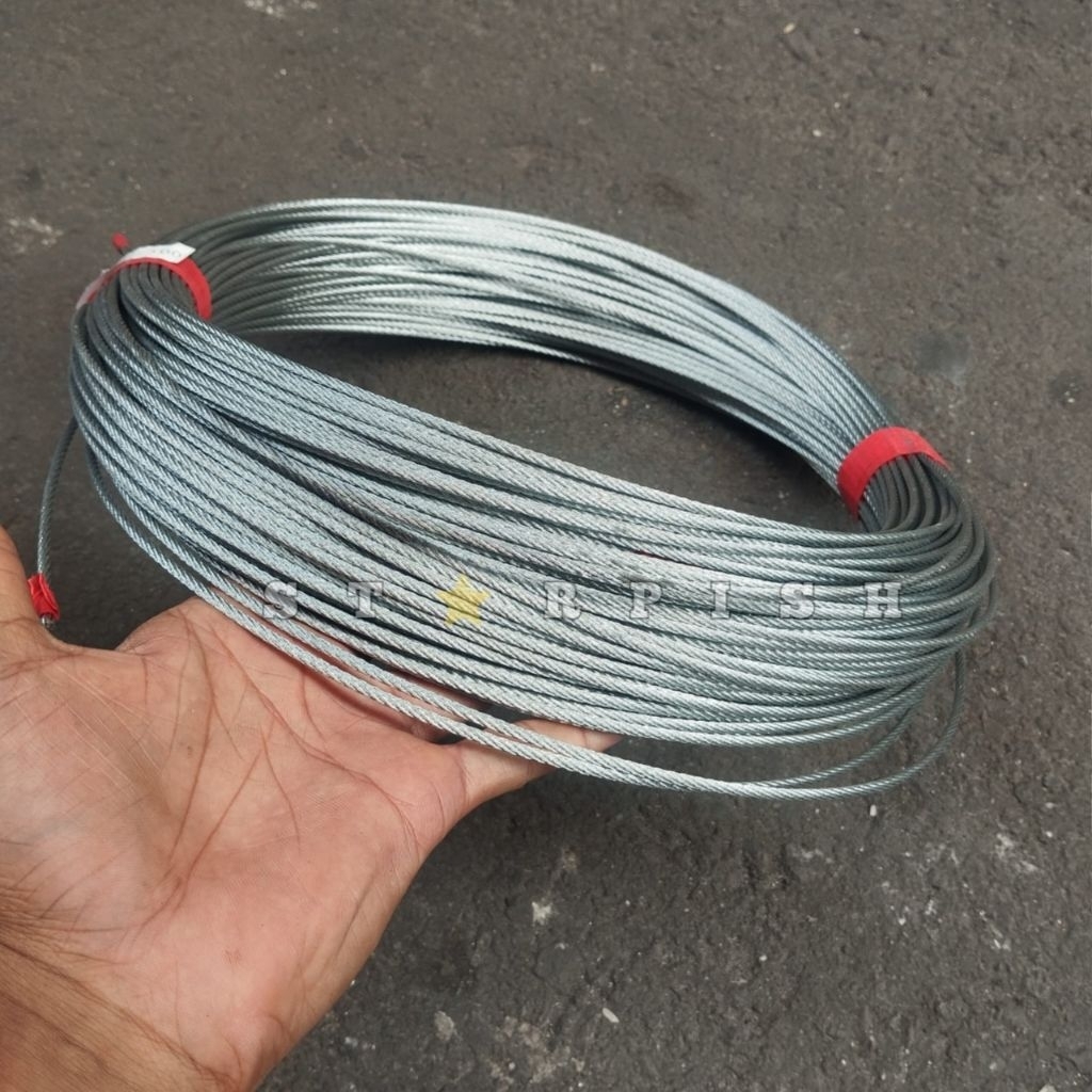 Kawat Tali Seling Baja Galvanis 1.5 MM 100 METER Kabel Sling wire rop kawat sling tali kawat seling