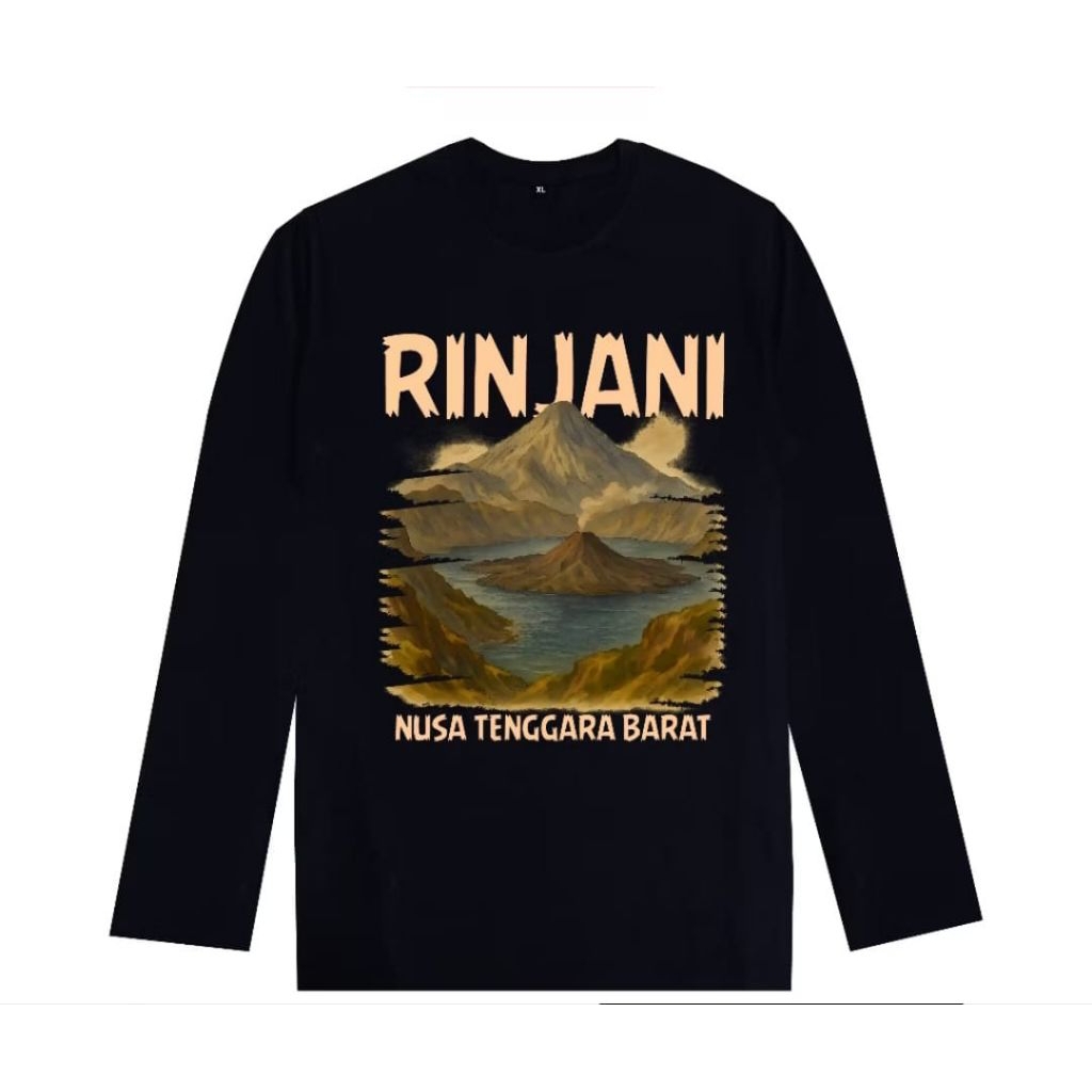 KAOS LENGAN PANJANG RINJANI NUSA TENGGARA BARAT MOTIF CREAM