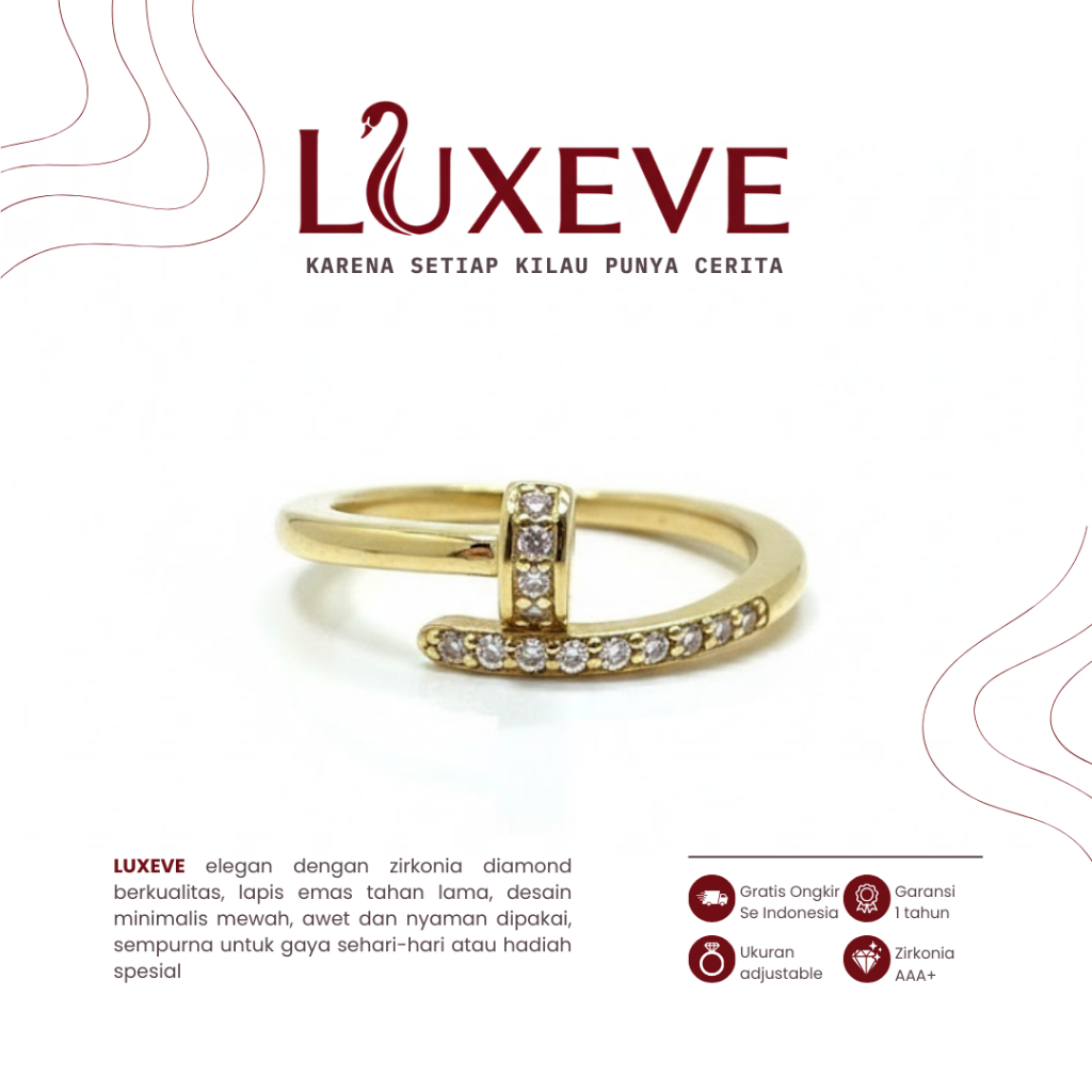 Cincin warna emas bahan titanium lapis emas bentuk cantik bulgar batu permata zirkonia cantik