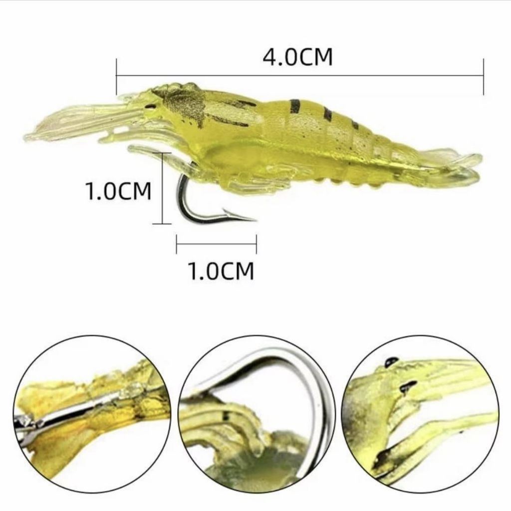 Soft Lure Umpan Pancing Tiruan Bentuk Udang Sudah Terpasang Kail (5pcs) | Umpan Casting Soft Shrimp 