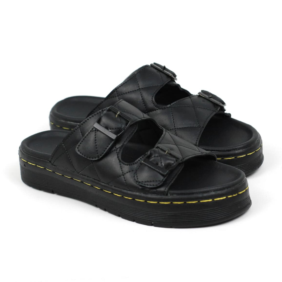 Sandal Slide Hitam Docmart Pria Sendal Slop Sole Empuk Nyaman
