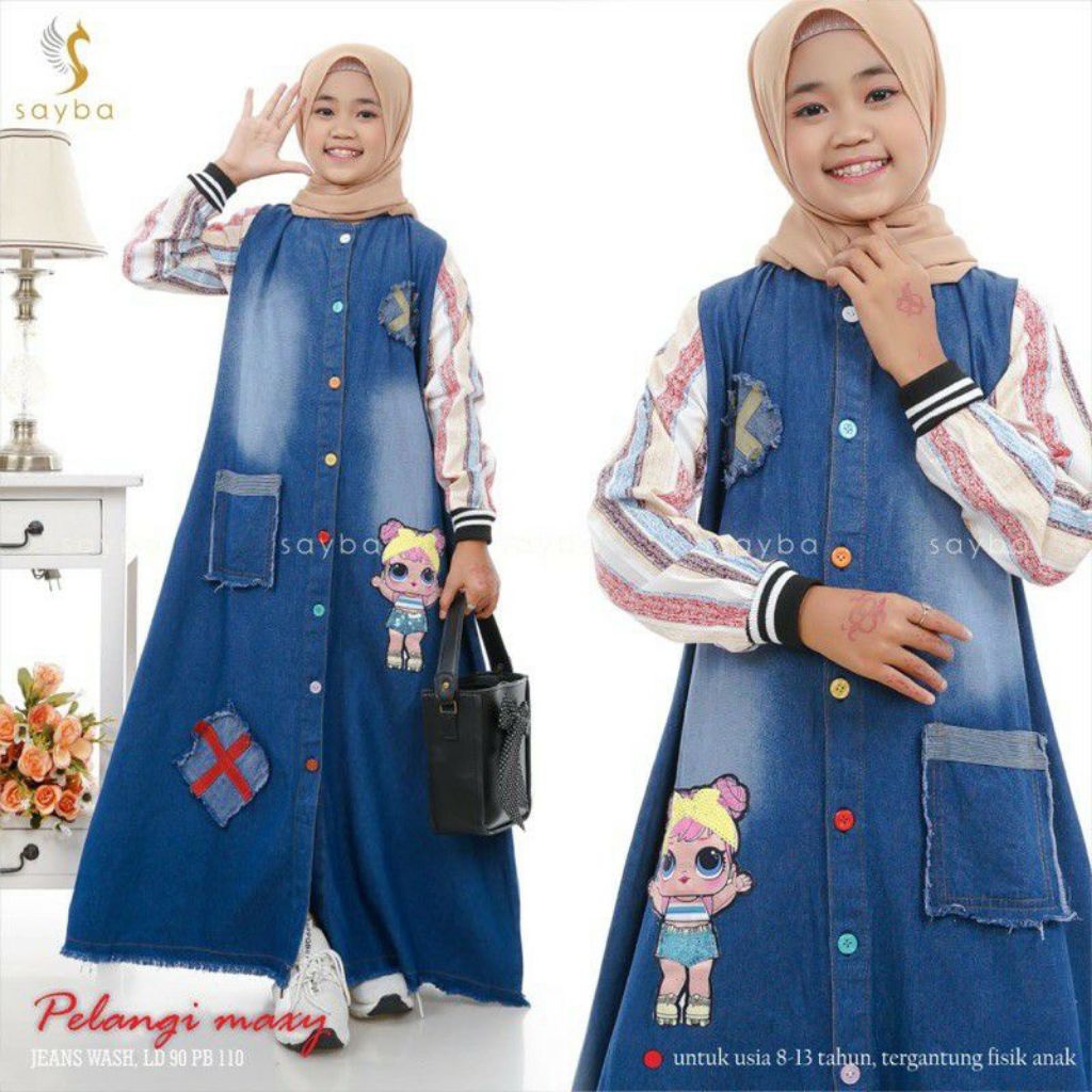 SQUIRA - cindy galerina MAXY KIDS BY ARSYILA - MUFFY DRESS JEANS ANAK