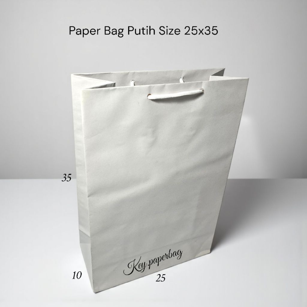 Paper Bag Putih Polos Uk 25x35 / Shopping Bag Putih Polos