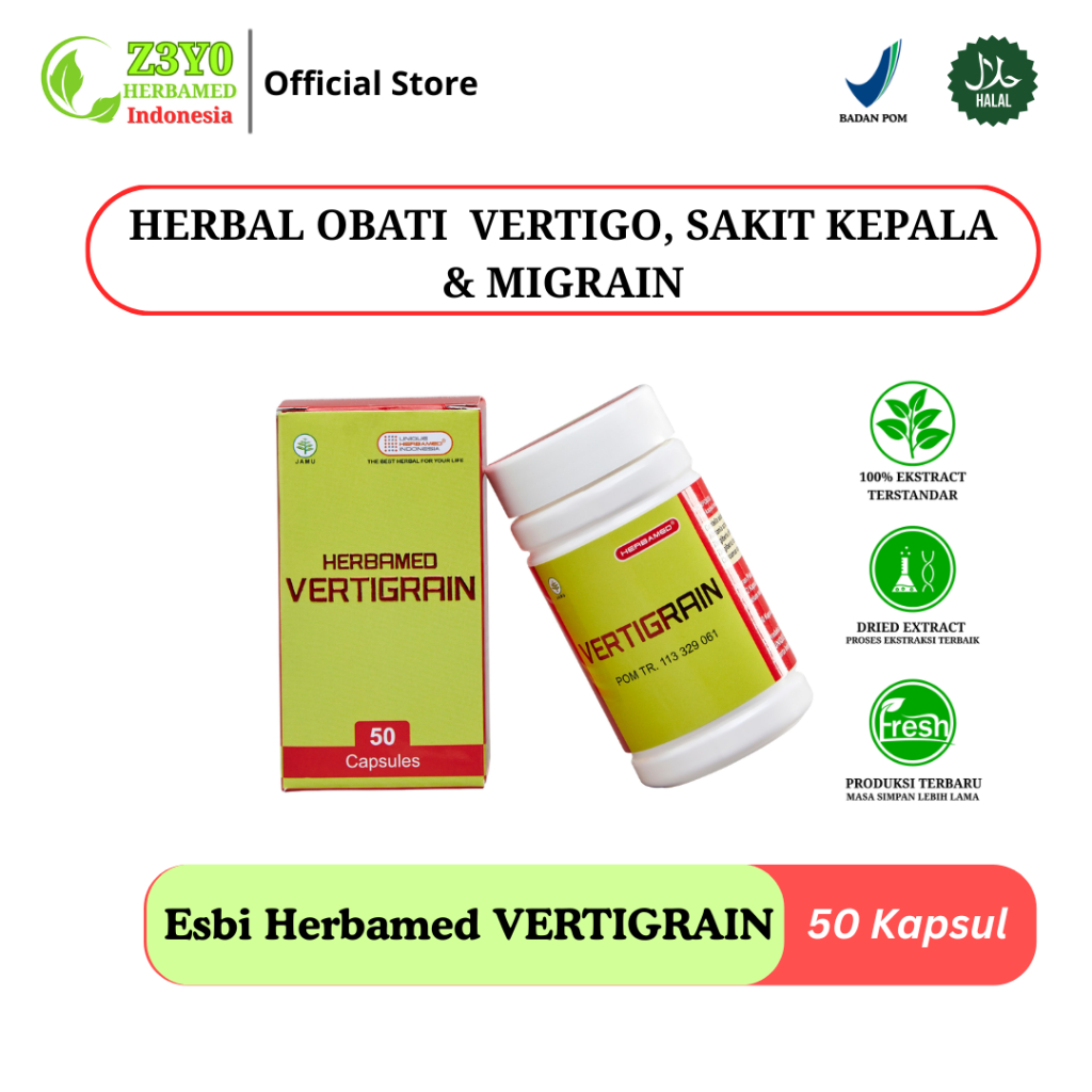 Vertigrain -  Obat Herbal Mengobati Vertigo, Migrain & Sakit Kepala | Obat Vertigo | Obat Migrain