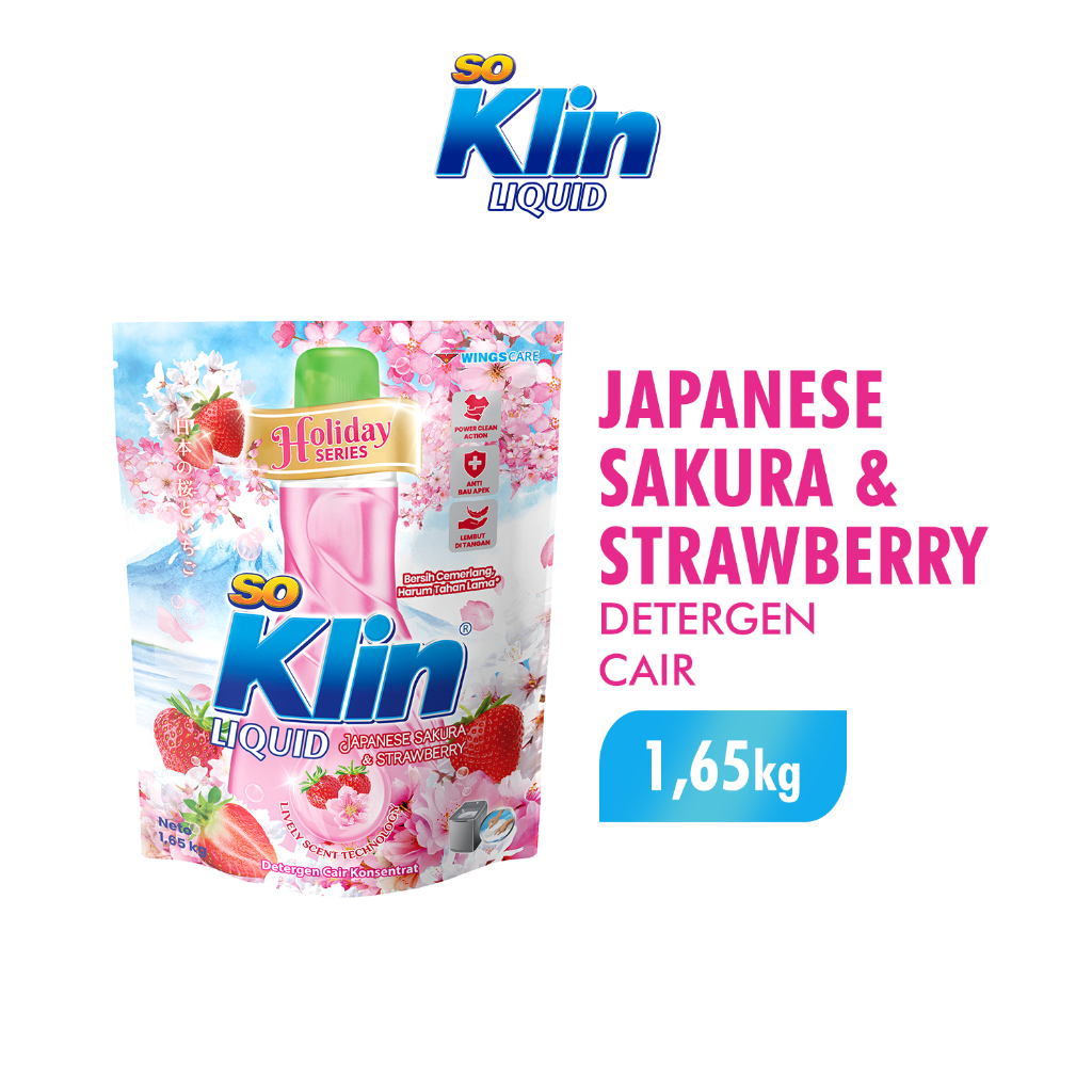 Soklin Deterjen Cair Japanese Sakura & Strawberry Pouch 1,65 kg