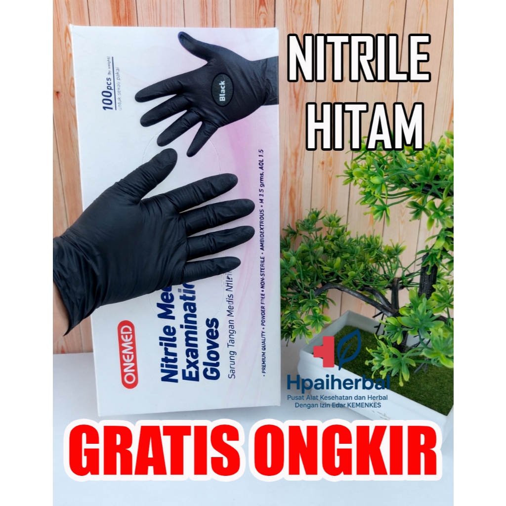 Nitrile Gloves Hitam / Sarung Tangan Nitrile Hitam Onemed Isi 100 Pcs
