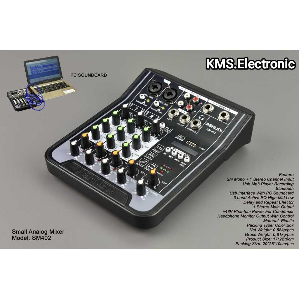 Mixer Ashley SM402 / SM-402 / SM 402 4 channel Original Ashley Bluetooth