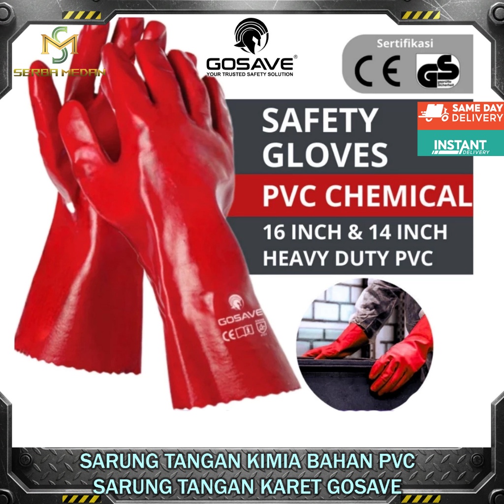 Sarung Tangan Karet GOSAVE Sarung Tangan Kimia Sarung Tangan PVC Anti Zat Kimia PVC Gloves Chemical