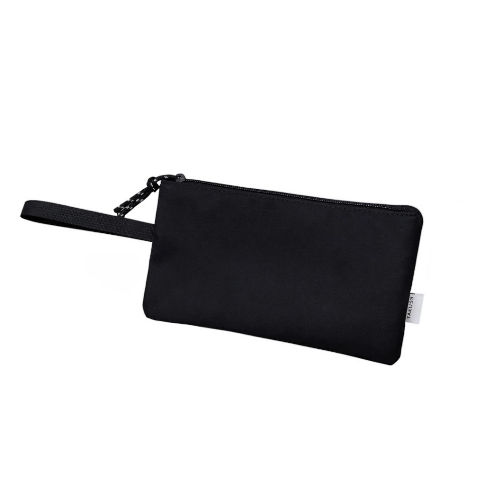 Dompet Simple Premium Unisex Minimalis Hitam dengan Tali Pergelangan, Dompet Pria Wanita Multifungsi