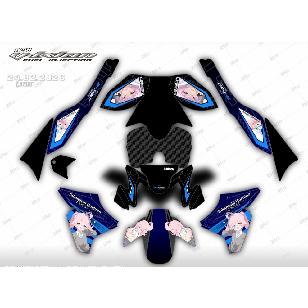 decal sticker New Vixion Lightning motif Gradasi Hitam Ungu sticker decal New Vixion Lightning full 