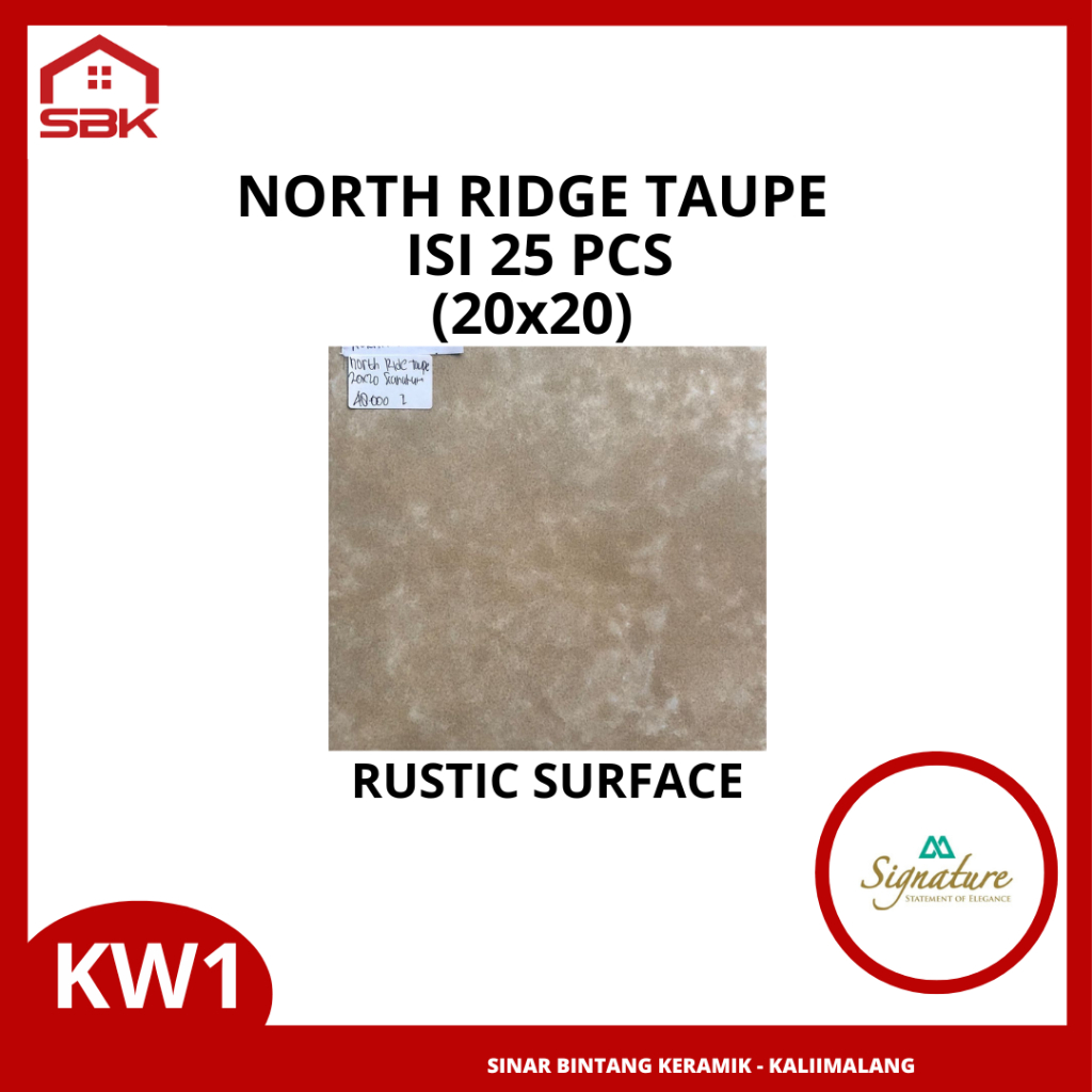 Keramik Lantai Kamar Mandi 20x20 NorthRidge Taupe Signature