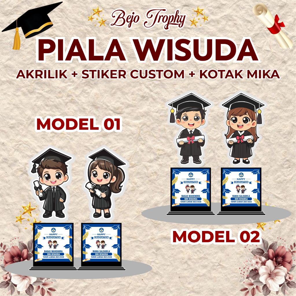 Piala wisuda murah / Trophy wisuda akrilik tinggi -+ 25cm /patung boneka piala / piala wisuda akrili