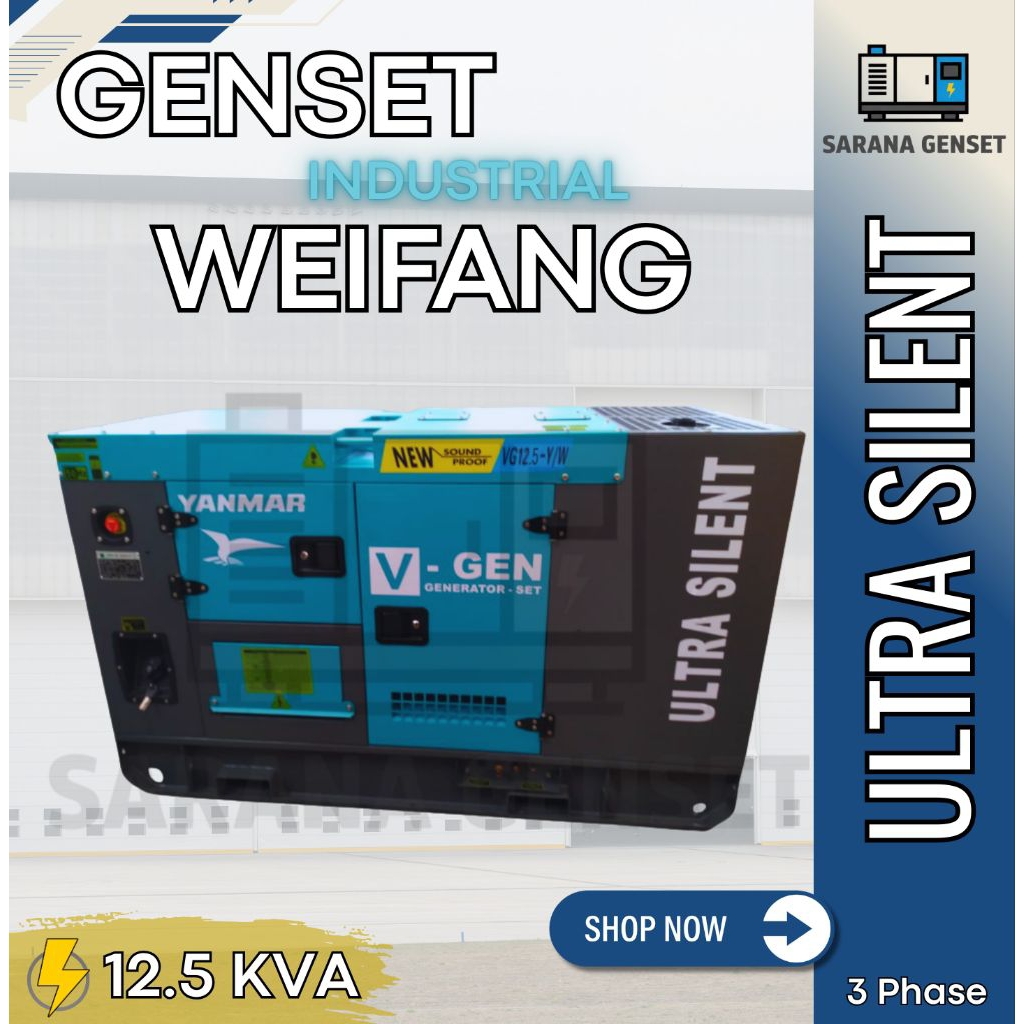 GENSET YANMAR 12.5 KVA 3 PHASE 380/220V 50HZ ULTRA SILENT