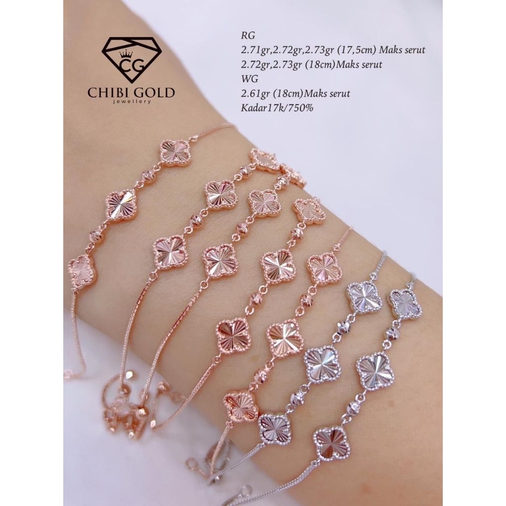 Gelang bunga serut emas 750 kadar 17K - chibigold