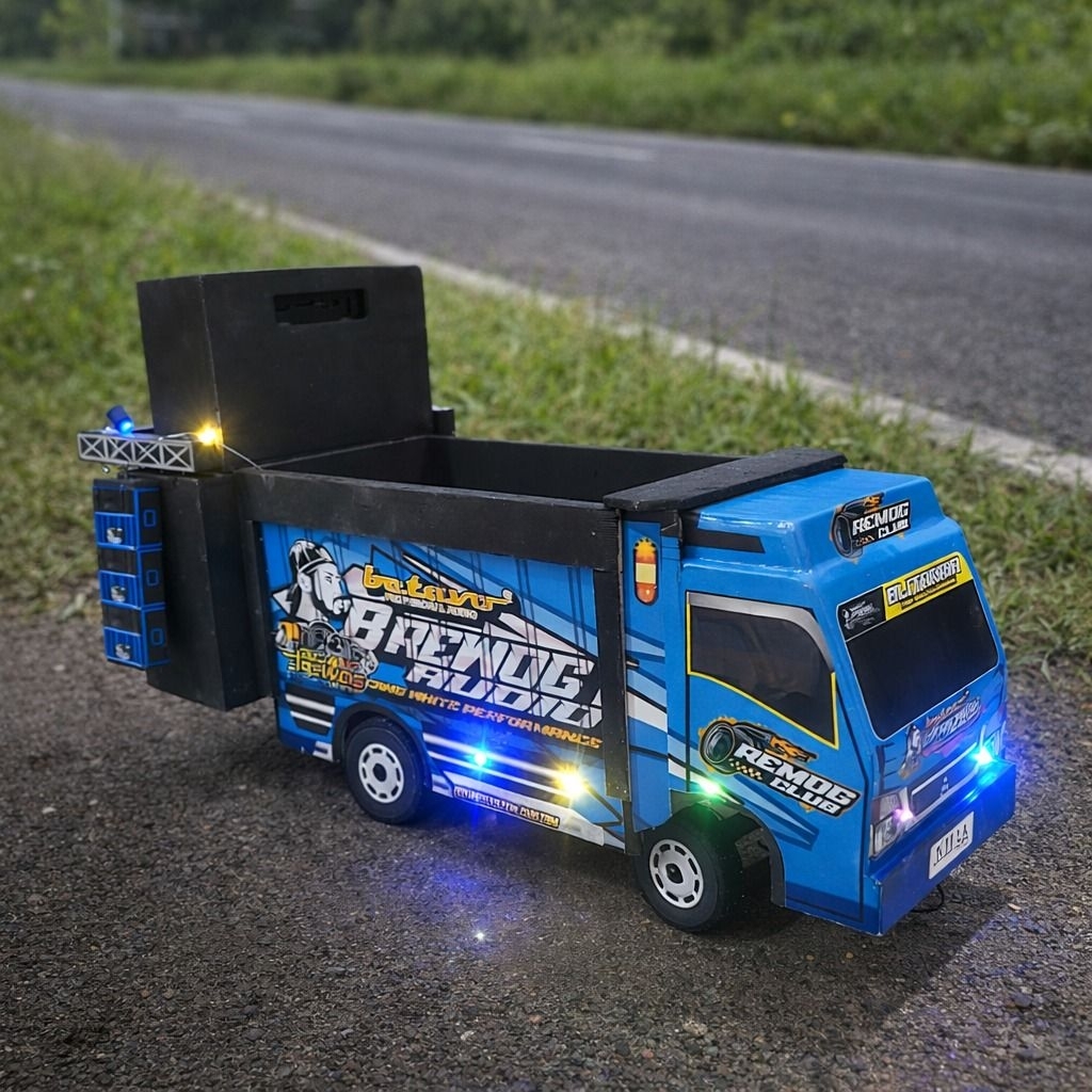 MINIATUR TRUK SOUND HOREG BREWOG AUDIO FULL MODIF TRUCK OLENG KAYU LAMPU MUSIK SOUND BLUETOOTH CES M