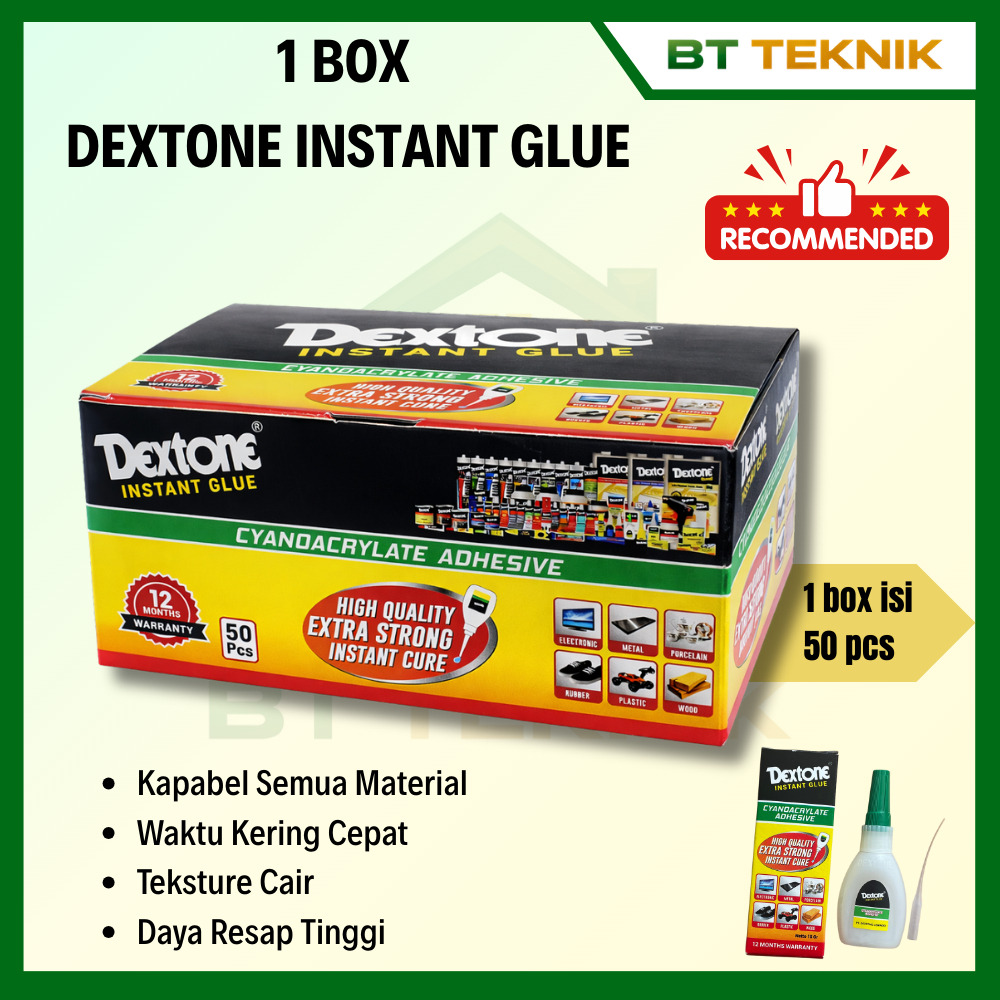 DEXTONE Instan Glue 1 Box isi 50pcs 15gr | Lem Tetes | Lem Cepat Kering | Lem Instan