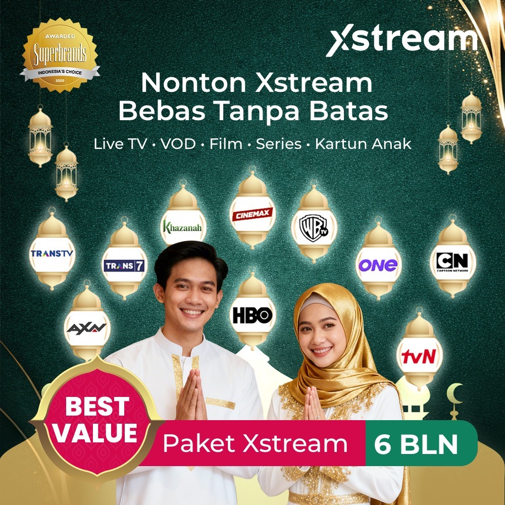 Voucher Paket Langganan XSTREAM 6 bln - FREE Streaming Android Box, Channel TV, Film, dan Series