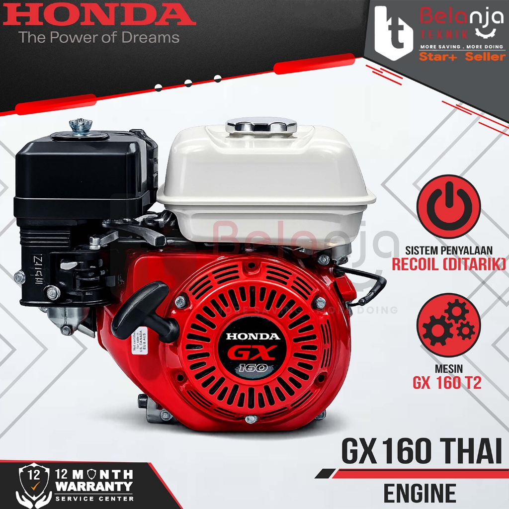 Honda Mesin Penggerak GX 160 Thailand 5.5 HP Bensin Serbaguna GX160