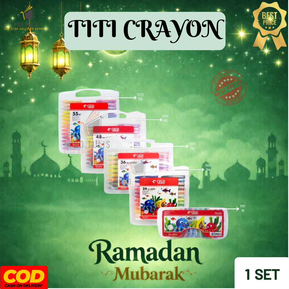(1 SET) TITI Crayon Oil Pastel – Krayon Warna Cerah Non-Toxic LENGKAP ProTulis