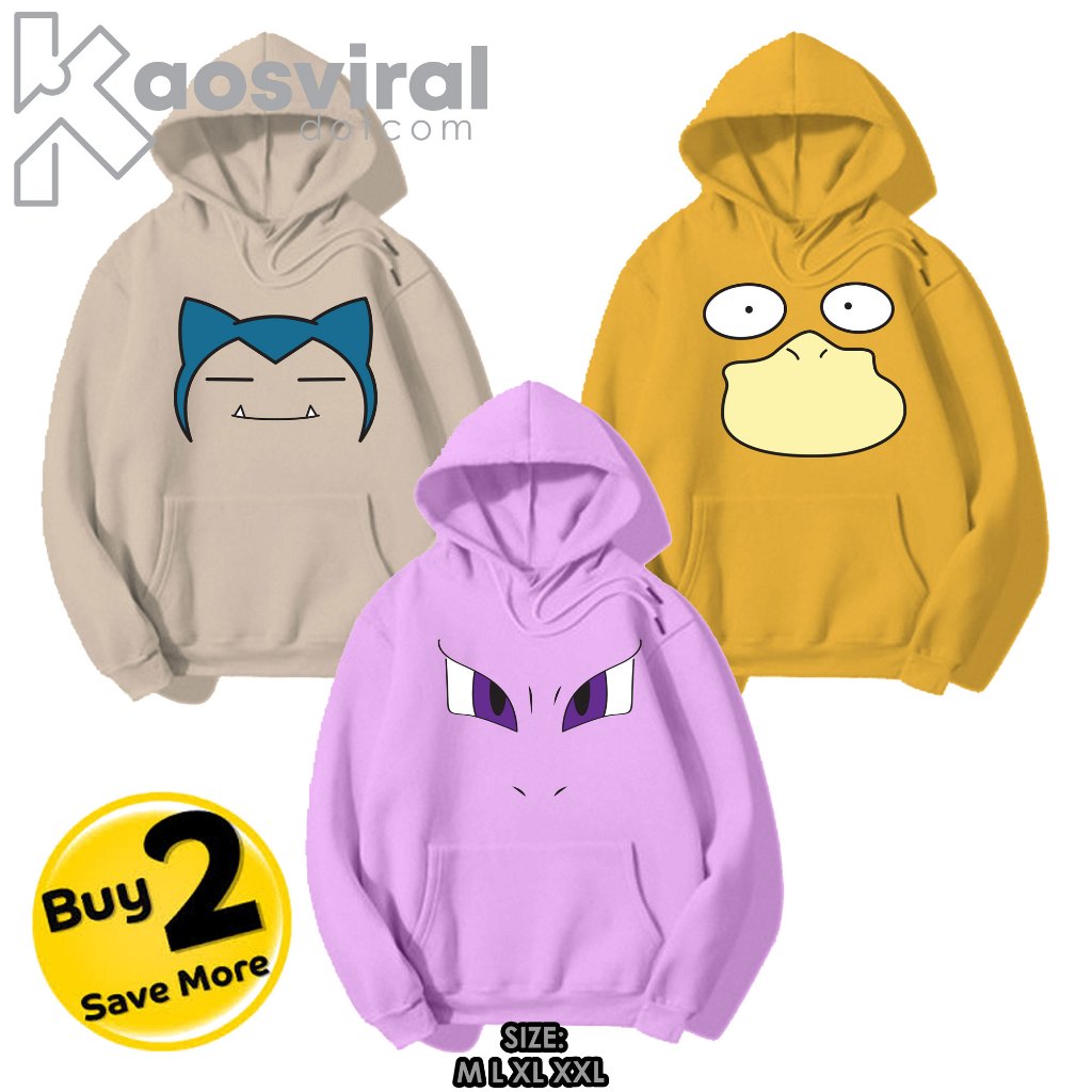 JACKET HOODIE POKEMON SNORLAX / PSYDUCK / MEWTWO JUMPER