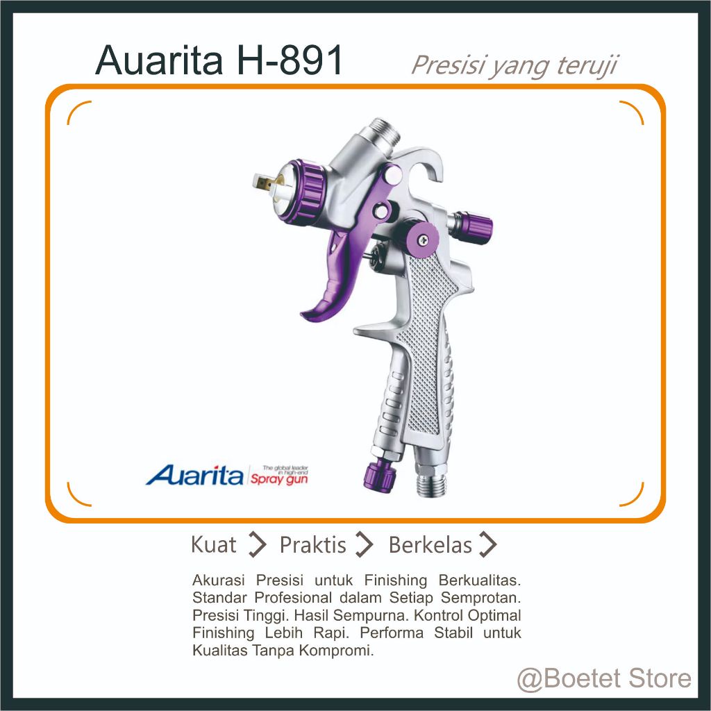 Spray Gun Auarita H891 HVLP 0.8/1.0/1.2mm Cup 250ml Berkualitas