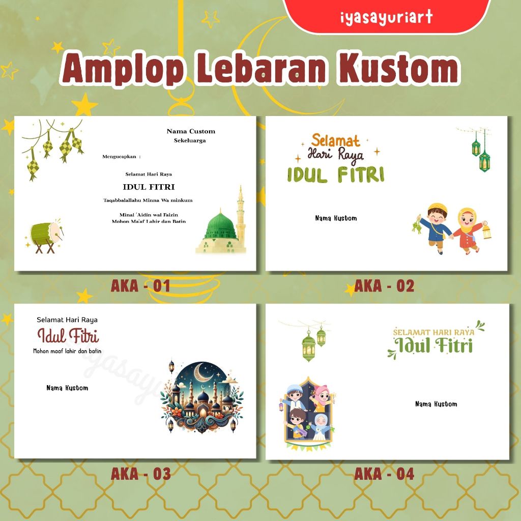 INSTANS COD - Amplop Lebaran Kustom Perekat - Cetak nama amplop - Amplop Ramadhan custom - Amplop Pe