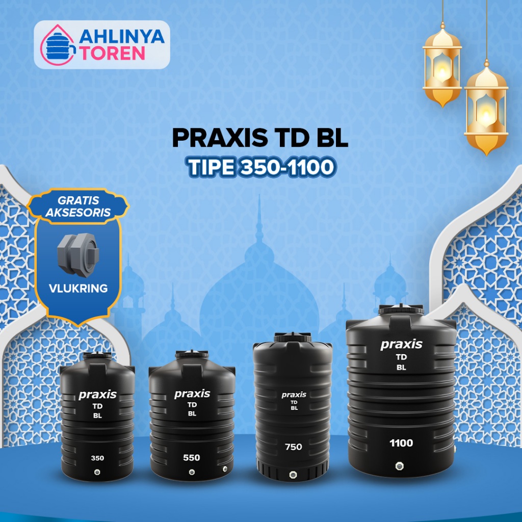 Tandon Air Praxis Kerang 350 Liter - 1100 Liter Anti Lumut, Food Grade, Anti UV